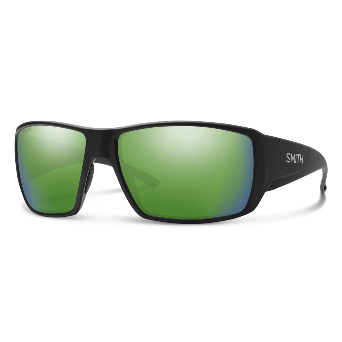 SMITH Guide's Choice XL sunglasses with Matte Black frame and ChromaPop Polarized Green Mirror lenses