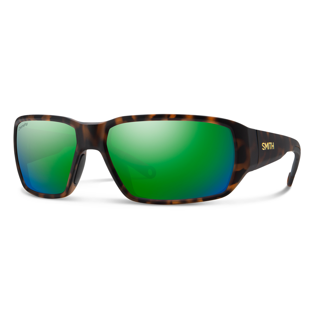 SMITH Hookset sunglasses with Matte Tortoise frame and ChromaPop Glass Polarized Green Mirror lenses