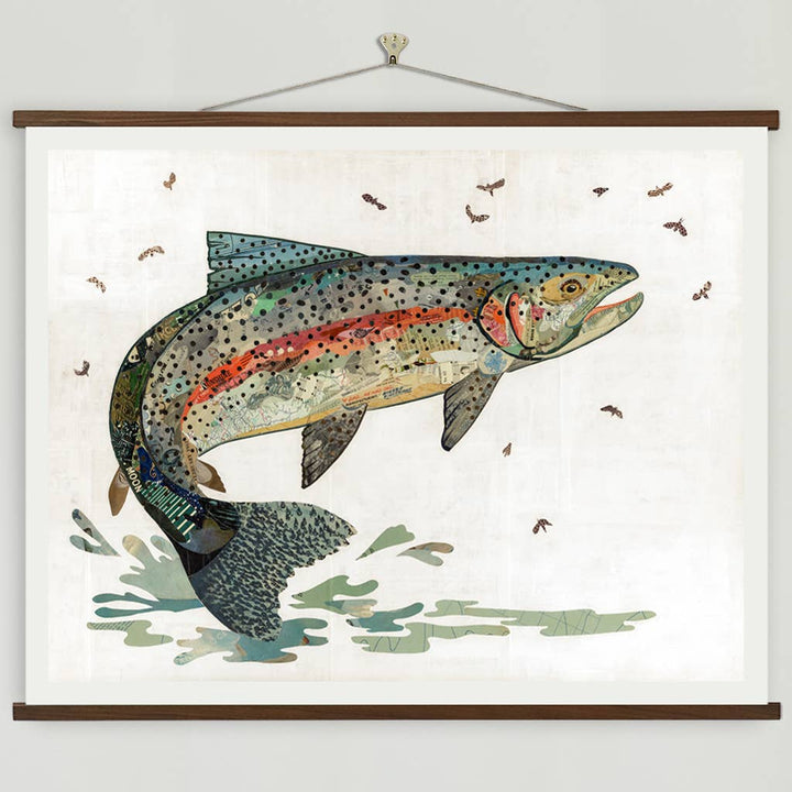 Dolan Geiman Rainbow Trout, II Art Print – displayed with a wooden magnetic hanger