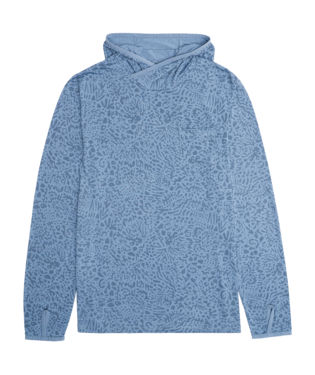 Men's Bamboo Lightweight Hoodie - Drifter Print Windward Blue
