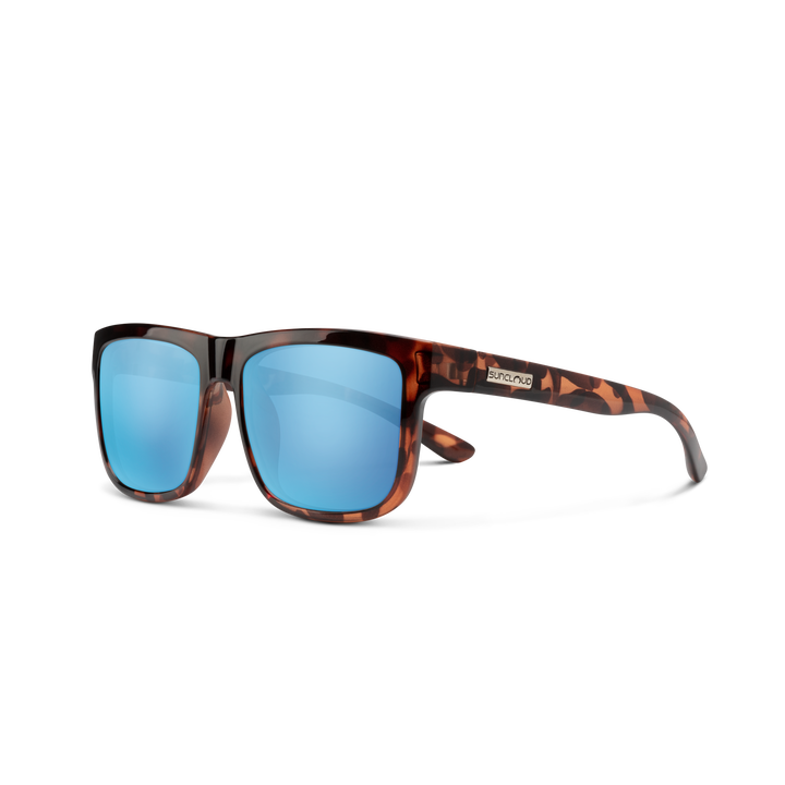 Suncloud Quiver sunglasses with Tortoise frame and Polarized Aqua Mirror lenses