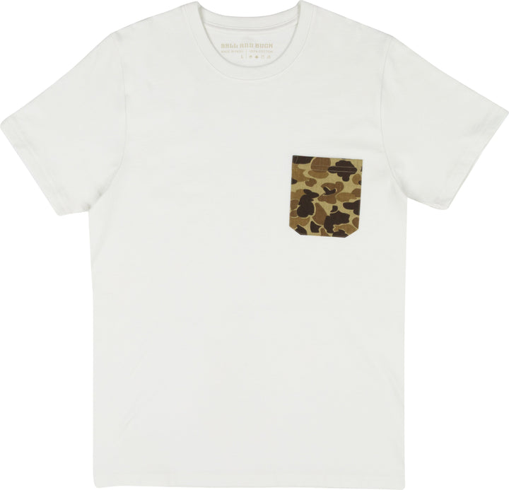Ball and Buck Pocket Tee - White / Original Camo
